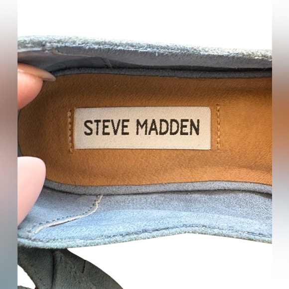 Steve Madden women’s carver Leather Loafer flats size 6 beautiful baby blue used - Picture 7 of 9